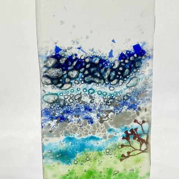 Fused glass handmade landscape hanging decoration 