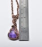 Faceted Amethyst and Copper Wire Wrapped Pendant - Image 7