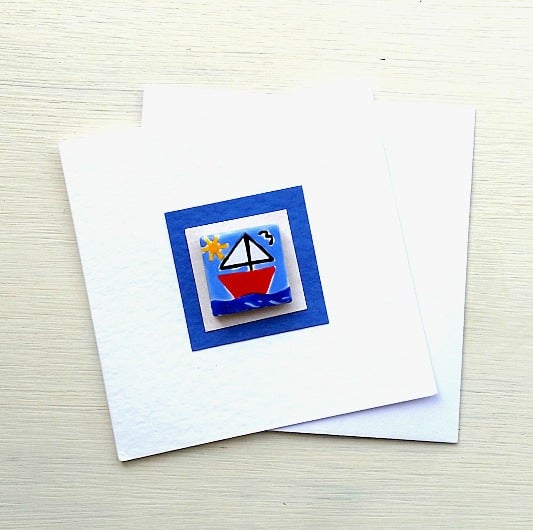 Sailing Boat Card, Nautical Card, Magnet Card, Boat Greeting Card, Blank Card