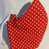 Face mask reusable triple layer 100% cotton bright red with white spots