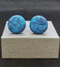 Blue polymer clay cufflinks - Image 2