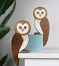 Barn owl door topper, hand painted wooden bird wall art, forest theme decor. - Image 3