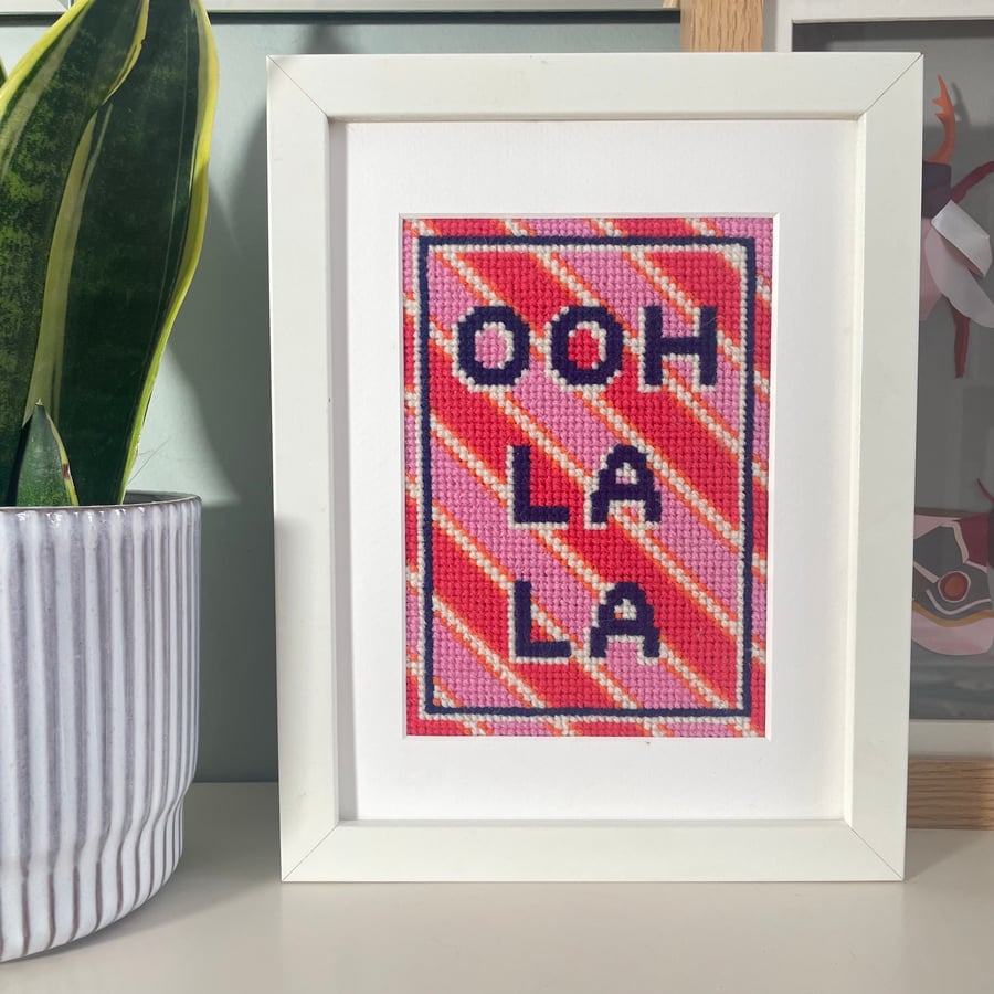 Ooh La La Needlepoint Kit - Cross Stitch Kit - Red and Pink 