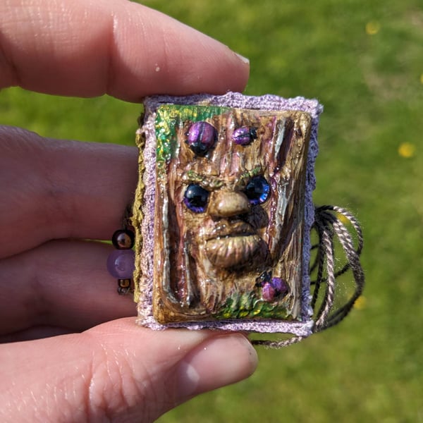 OOAK Handmade Mini Journal With Sculpted Cover And Beetles 