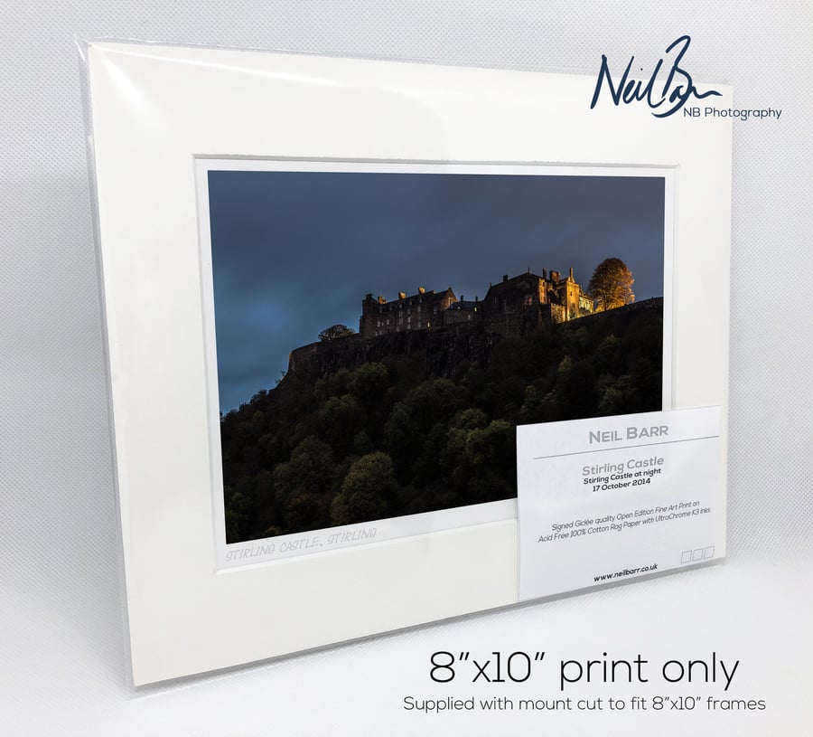Stirling Castle at night, Scotland - A5 (10" x 8") Unframed Print