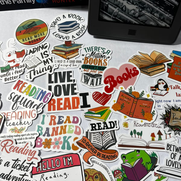 Reading Stickers, 25 Vinyl Stickers, Decorate My Kindle, Book Lover Gift