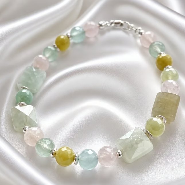 Sterling Silver Multi Beryl Gemstone Bracelet, Pastel Summer Jewellery