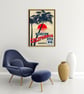 California retro travel poster, California Route 66 travel print, USA travel art - Image 3