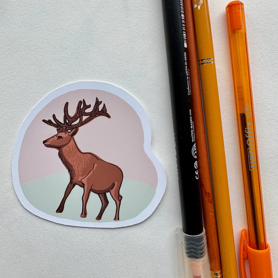 Brown Deer Stag Sticker wildlife Art Matt Vinyl Waterproof