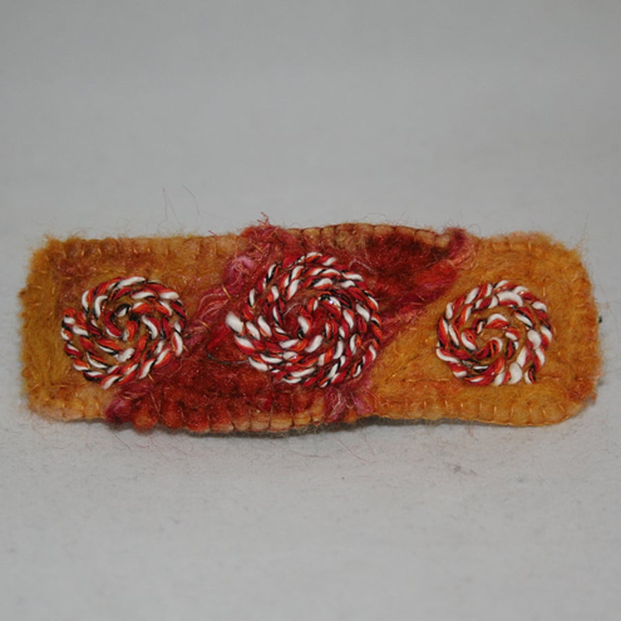 Embroidered Barrette - Golden Pinwheels