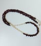 Garnet and Freshwater Pearl Necklace, Medium length, Silver clasp - Image 3