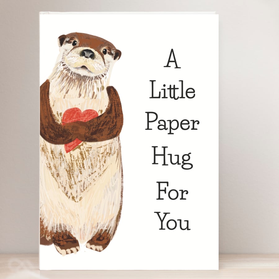 Blank card otter heart hug all occassions
