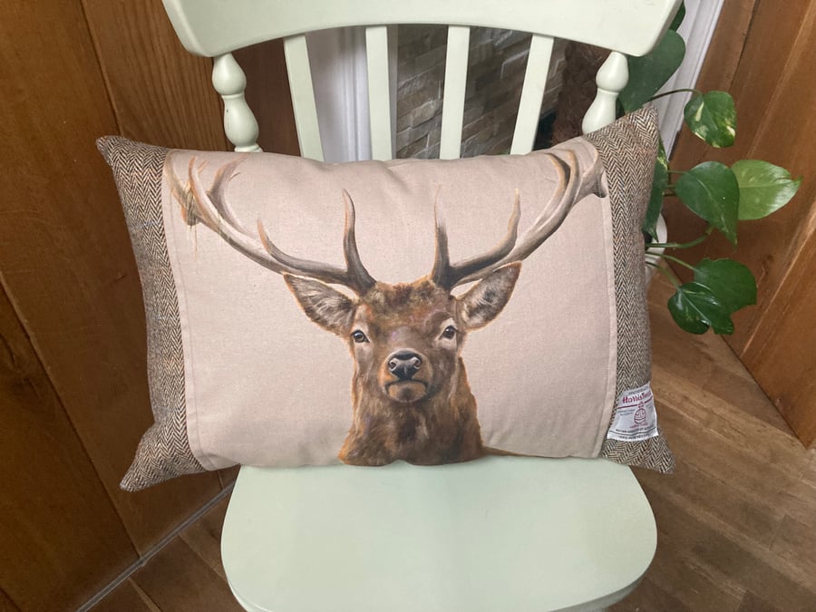 Harris Tweed Stag Cushion