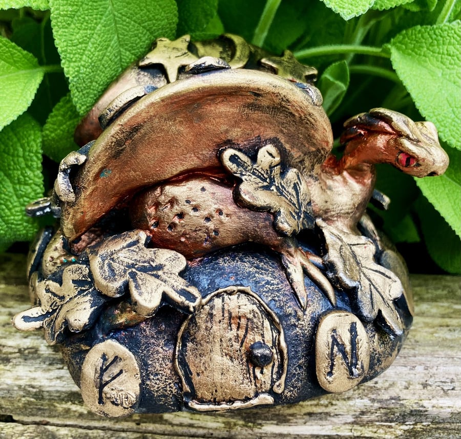 Rune Dragon Sculpture Clay Dragon Core Dragon Ornament Dragon Figurine On Rock