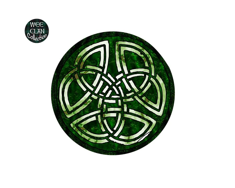 Celtic Inspired Green clover leaf knots circle vinyl Sticker For Phone, Laptop, 