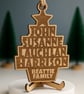 Family tree personalised bauble