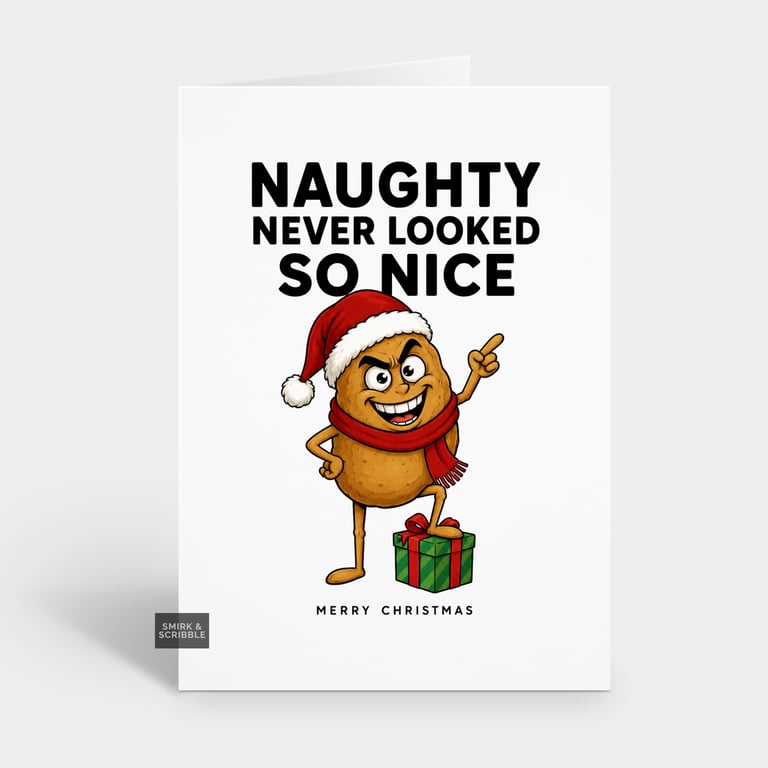 Funny Christmas Card - Cheeky Potato & Gift