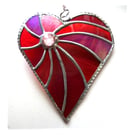 Red Swirled Heart Stained Glass Suncatcher 014 ruby wedding