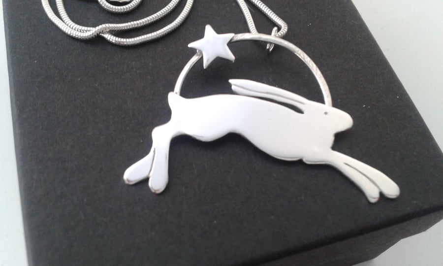 Midnight Hare - sterling silver pendant