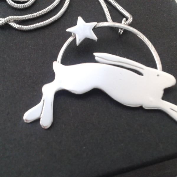 Midnight Hare - sterling silver pendant