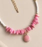 Handmade Pink Shell and White Bead Coastal Style Anklet - Image 2