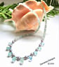 Designer Beryl, Freshwater Rice Pearls and Aquamarine Sterling Silver Necklace  - Image 5