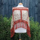 Rust and Beige Mix Crochet Poncho - Design A542