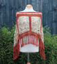 Rust and Beige Mix Crochet Poncho - Design A542