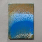 Acrylic Pour Art Canvas, Wall Art - Blue, Yellow Ochre & White Colour Scheme