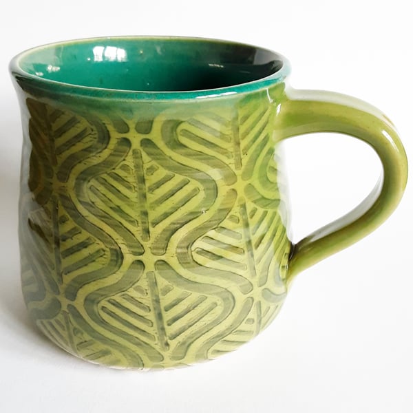 Large Sage Green Mug - Hand Thrown Stoneware Ceramic Mug