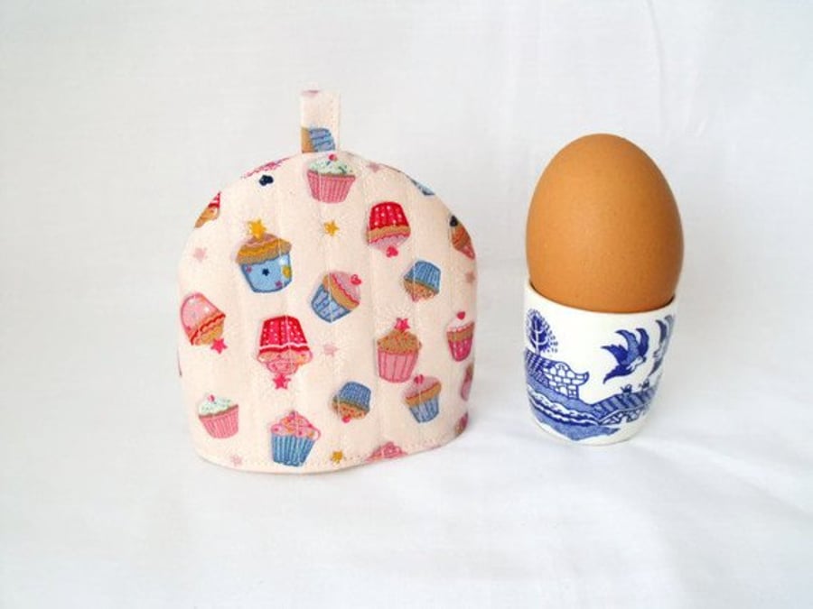 one pink cup cakes print quilted egg cup cozies, easter gift