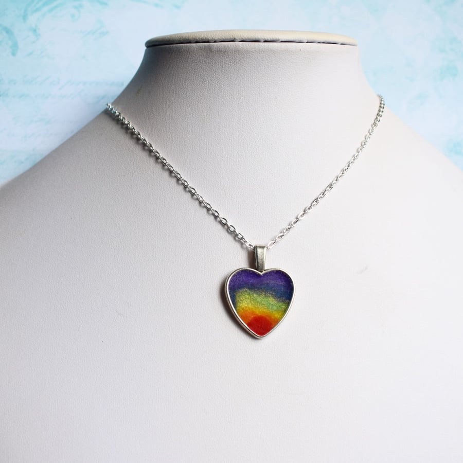 Rainbow Heart Pendant Necklace