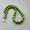 Green Terra Jasper Beaded Necklace Sterling Silver