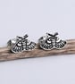 Sterling Silver Moth Stud Earrings - 