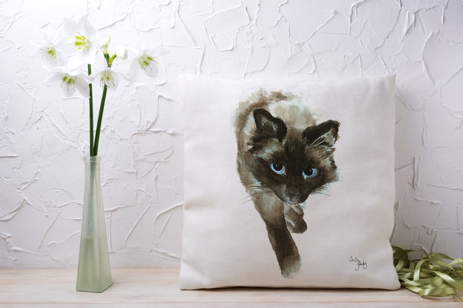 Cat Cushion Cover, Cushion Cover, Animal Cushion, 45x45cm, 100% Cotton, Balinese