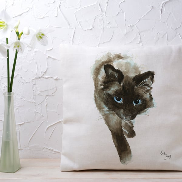 Cat Cushion Cover, Cushion Cover, Animal Cushion, 45x45cm, 100% Cotton, Balinese