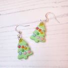 Christmas tree with rainbow bauble earrings