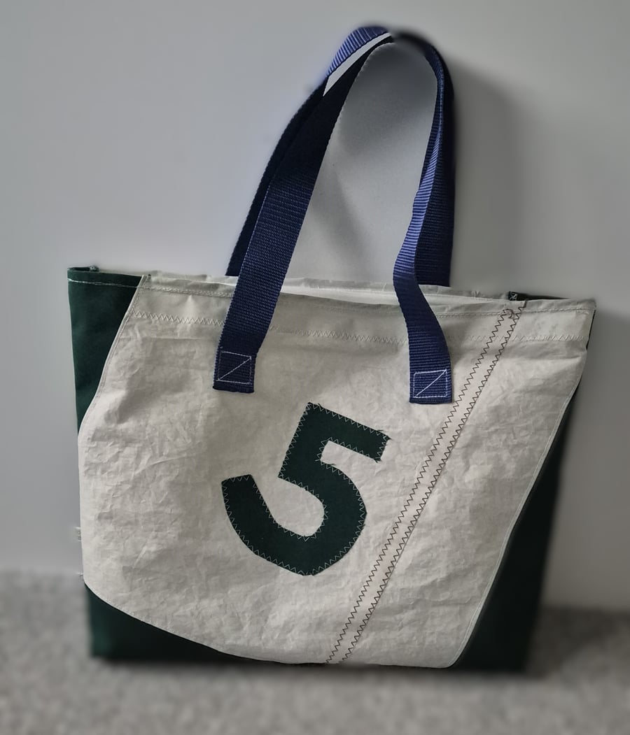 Shopping Bag, Sports Bag, Gym Bag with number - made of used recycled Sailcloth