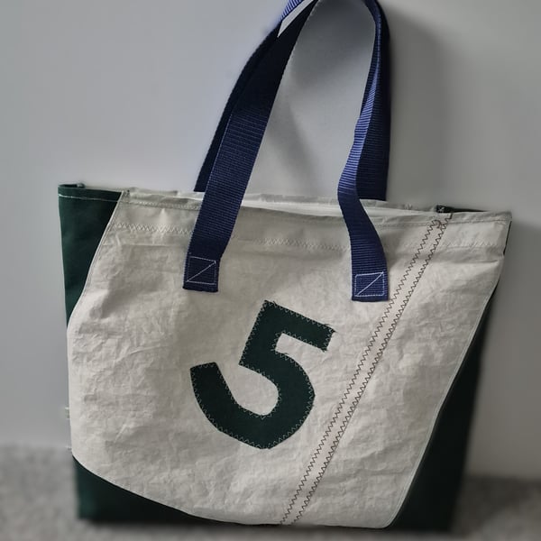 Shopping Bag, Sports Bag, Gym Bag with number - made of used recycled Sailcloth