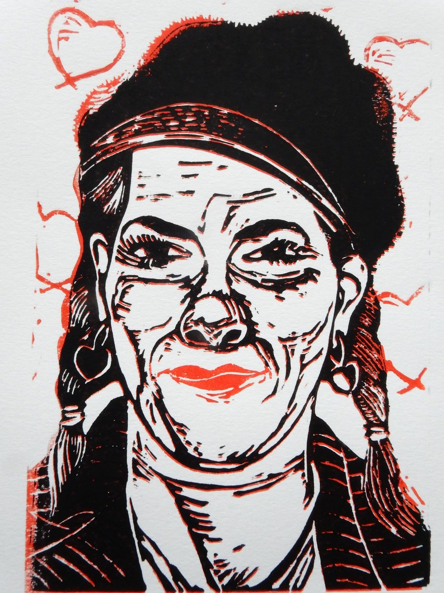 Portrait of Tracey Emin Original Hand Pressed Linocut Print Limited Edition