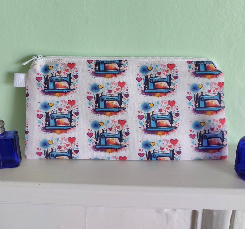 Sewing Machine Crafting Cotton Pencil Case Small Bag 