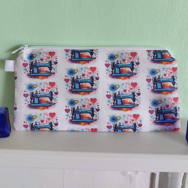 Sewing Machine Crafting Cotton Pencil Case Small Bag 