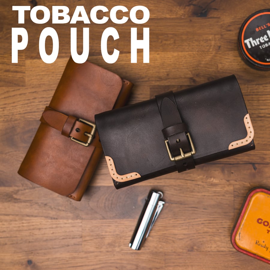 Personalized Leather Tobacco Pouch: Handmade Full-Grain Rolling Case 