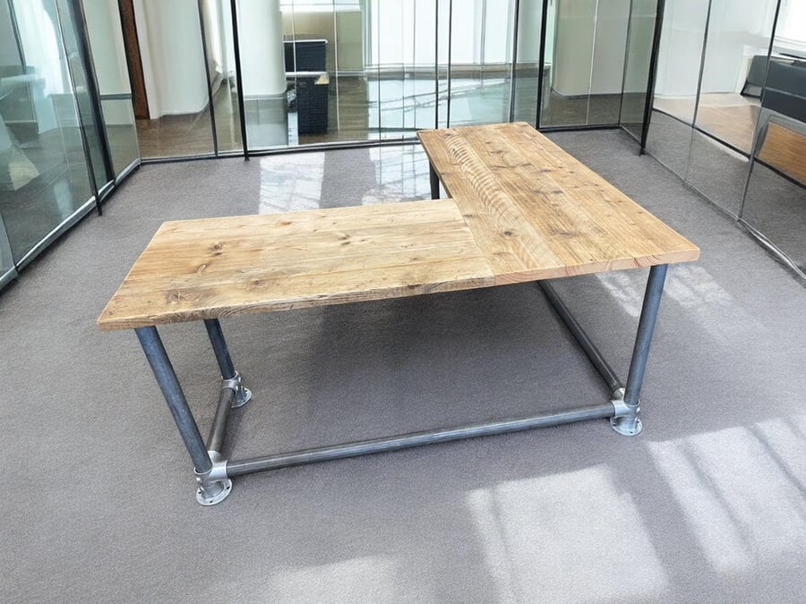 Corner Office Desk,Three Board Wide Custom Desk Reclaimed Scaffold Boards And Sc