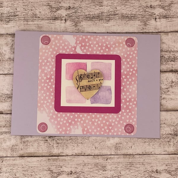 heart themed anniversary card with pastel watercolour elements