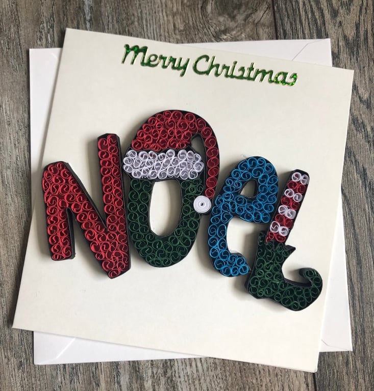 Stunning handmade quilled Noel Christmas card