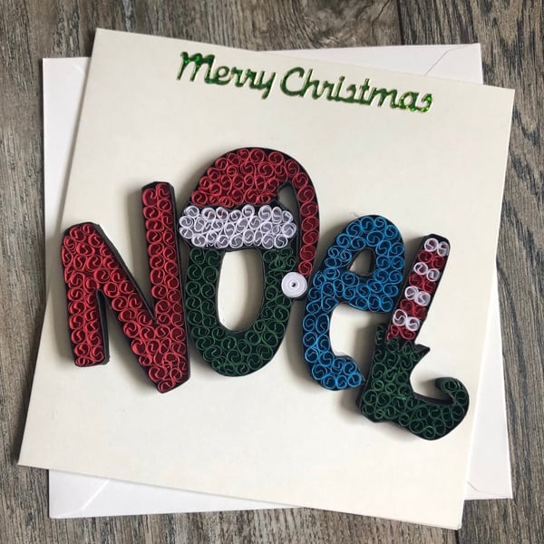 Stunning handmade quilled Noel Christmas card