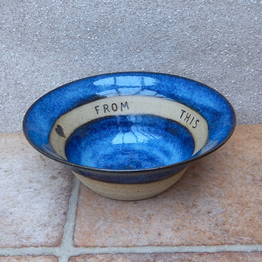 Wedding or marriage bowl hand thrown in stoneware pottery ring service