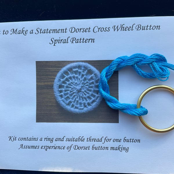 Kit to Make a Statement Dorset Button, Spiral Design, Azure