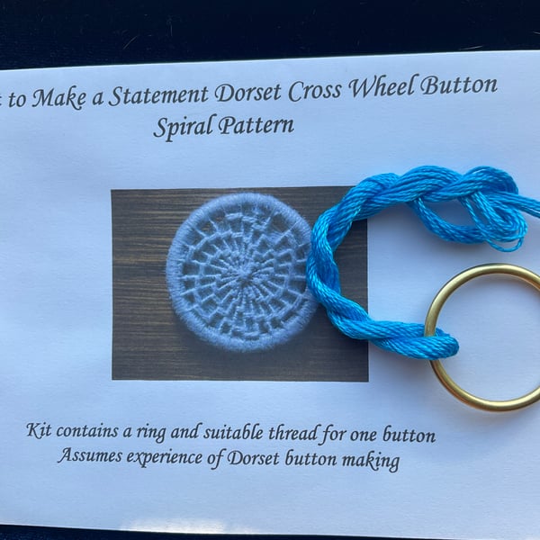 Kit to Make a Statement Dorset Button, Spiral Design, Azure